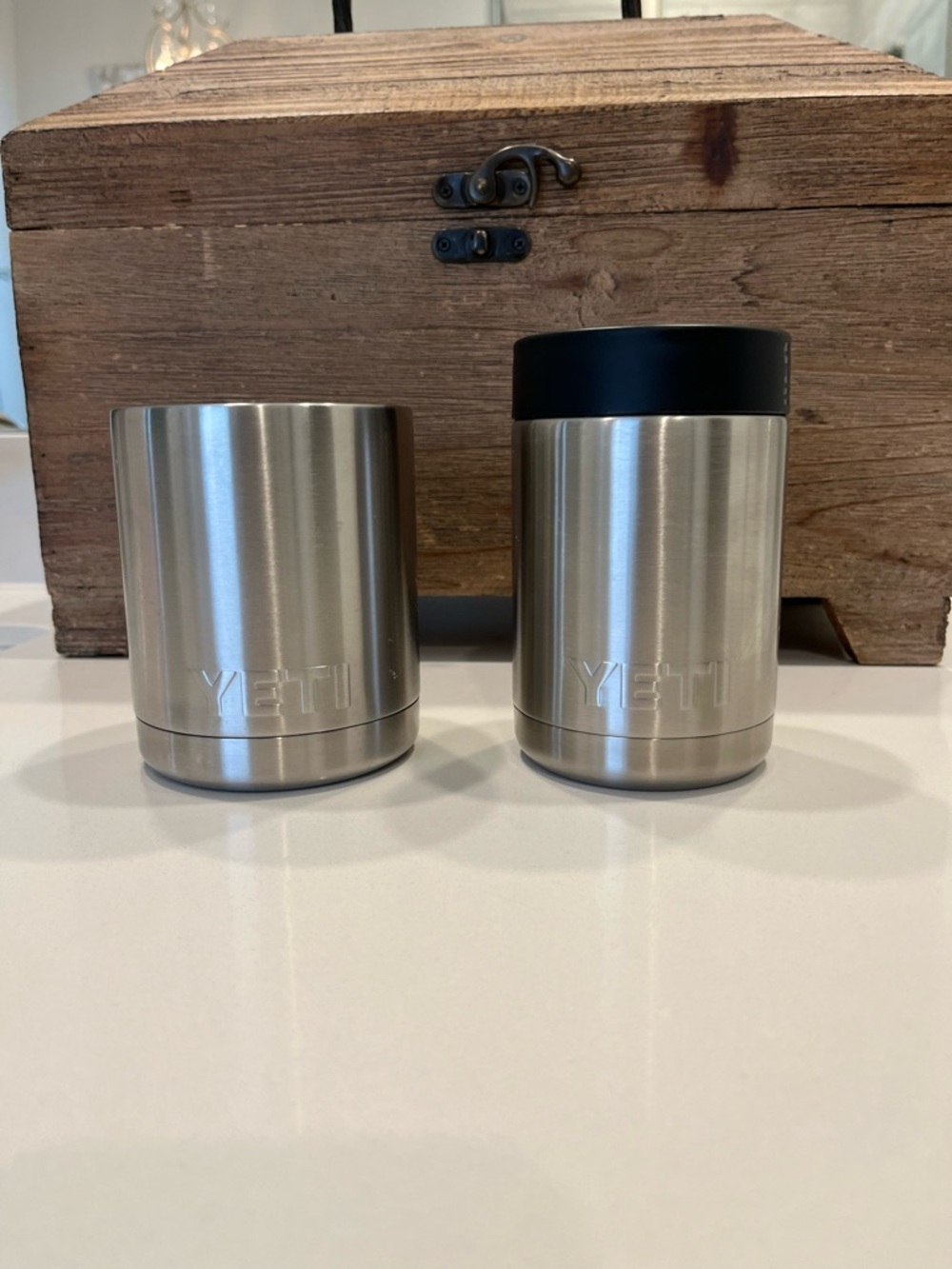Yeti Stainless Steel Colster Can Cooler and stainless lowball rambler
